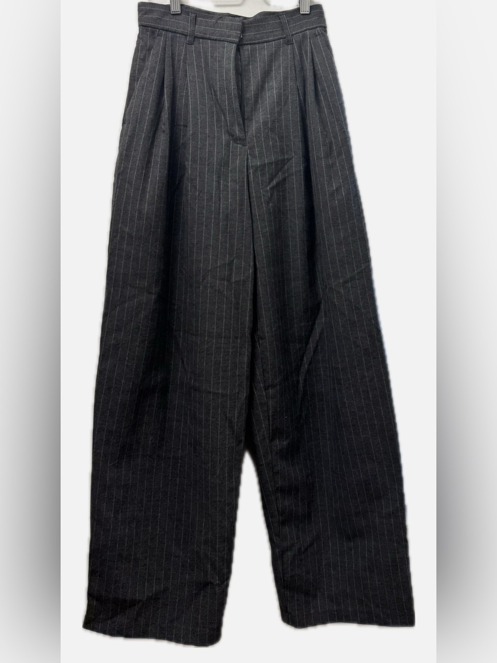 Garage Black Pinstripe Wide-Leg Trousers
